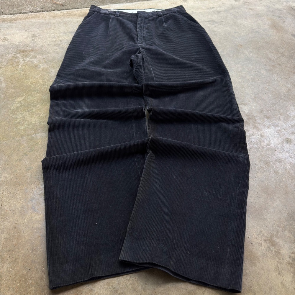 Vintage 90s J.Crew Oresman Corduroy Pants Wide Leg Workwear Black 28x30